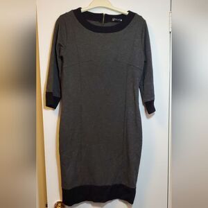Size 40 Sarah Lawrence Gray Sheath Dress with Half Sleeves Knee Length